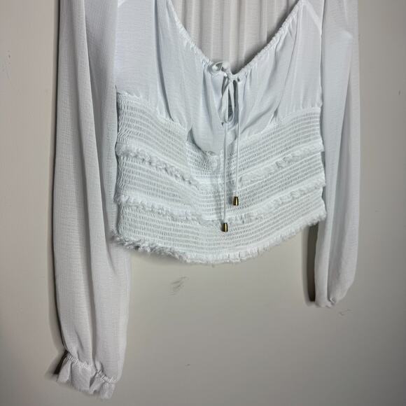 Free People Womens Lolita Blouse Medium White Boho Cottagecore Coquette Milkmade - Picture 3 of 8